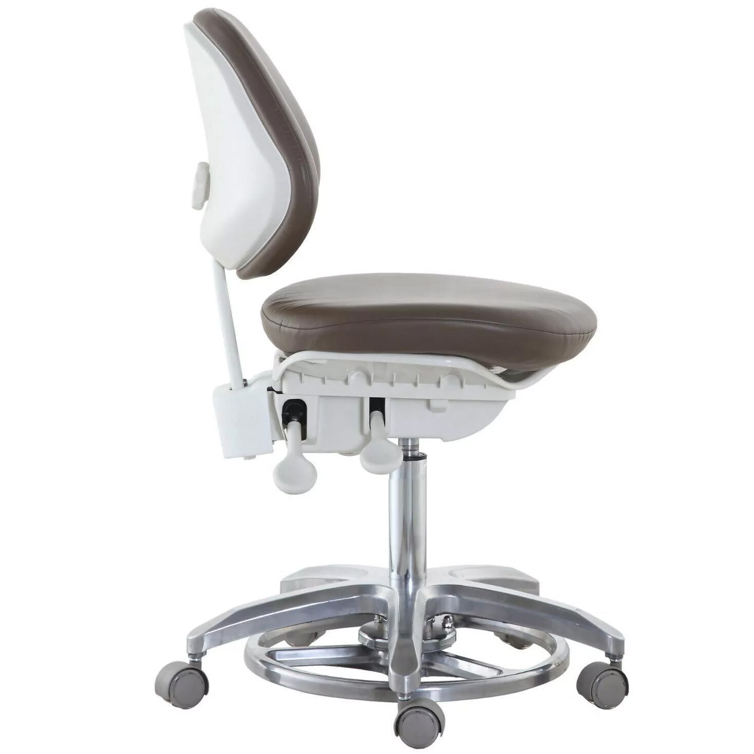 QY DS-FC Dental Stool Dentist Doctor Assistant Stool with Back Support PU Leather